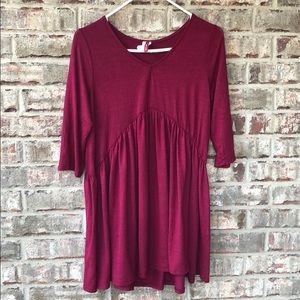 ⚡️3/$21 / Burgundy tunic top, 3/4 sleeves